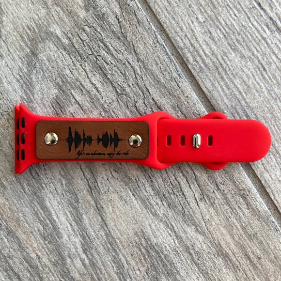 Life's An Adventure, Enjoy The Ride Soundwave Band For Apple Watch 38-42mm - Red - Picture 1 of 3